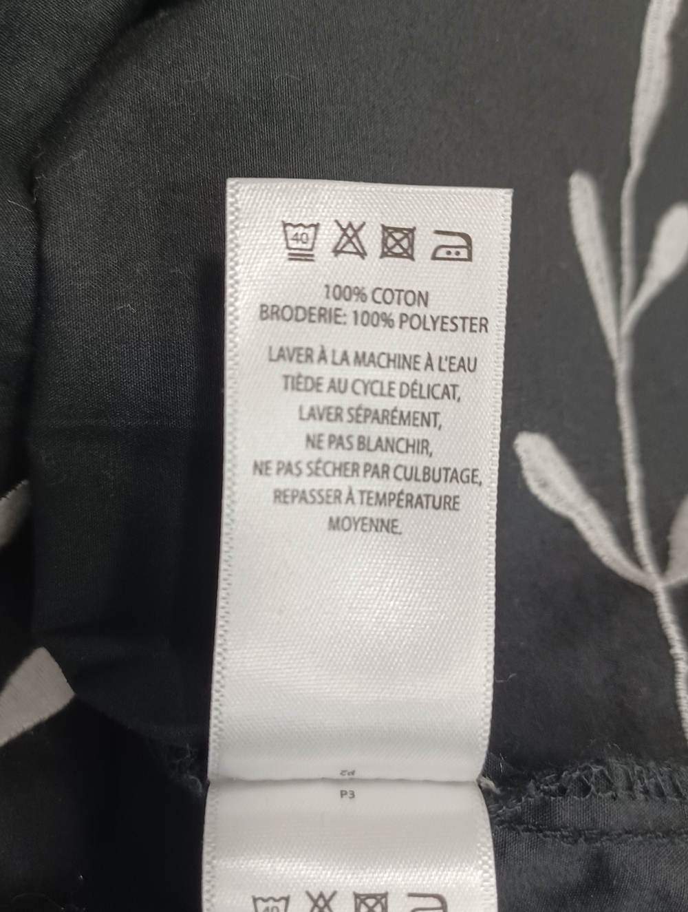 Joie Black Peasant Blouse with White Floral Embroidery - Picture 6 of 6